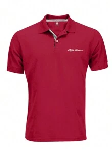 Alfa Romeo Men's Polo With Details On The Back And Front - Red - View 2