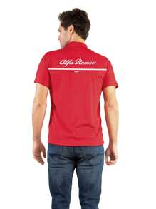 Alfa Romeo Men's Polo With Details On The Back And Front - Red - View 8