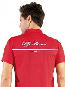 Alfa Romeo Men's Polo With Details On The Back And Front - Red - View 9