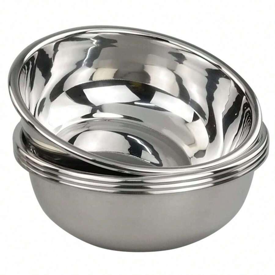 Cuencos para mezclar de acero inoxidable 18/10, cuencos apilables para preparar comidas, servir y hornear, juego de 4 - Plateado - Ver 1