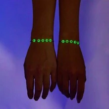 Set de 2 pulseras con cuentas que brillan en la oscuridad con corazones de la suerte, pulseras de cordón para amigos y parejas - Multicolor - Ver 5