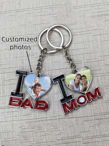 定制我的爱妈妈/爸爸钥匙扣，可定制照片钥匙扣，可爱合金钥匙扣，背包吊坠，妈妈/爸爸生日/母亲节/父亲节礼物 - 情人节礼物