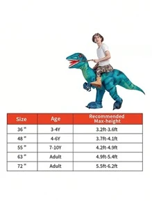 Disfraz Inflable Dinosaurio Para Niños Adultos Cosplay Fiesta - Azul - Ver 4