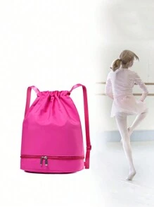 1pc 时尚简约舞蹈包独立鞋隔层单肩舞蹈练习芭蕾包新款舞蹈包运动瑜伽包独立鞋隔层轻便背包礼品袋时尚高端纯色搭配适合青少年日常使用舞蹈课甜美可爱背包 - 舞蹈雙肩包 - 查看 4