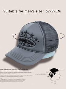 1 Stück Herren Outdoor Baseballcap mit fünfzackigem Stern Stickmuster und Netzstoff, verstellbarer Sonnenschutz Lässig Hut für Frühling Herbst Reisen Strand, Urlaub, Y2K Stil, geeignet als Valentinstagsgeschenk