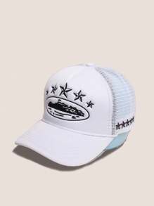 1 Stück Herren Outdoor Baseballcap mit fünfzackigem Stern Stickmuster und Netzstoff, verstellbarer Sonnenschutz Lässig Hut für Frühling Herbst Reisen Strand, Urlaub, Y2K Stil, geeignet als Valentinstagsgeschenk