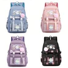 Mochila ligera de Cinnamon Dog de Sanrio - Bolso de mujer de gran capacidad con estampado de dibujos animados, de múltiples capas y usos, de nailon, color rosa brillante con patrón de animal, cierre con cremallera, lavable a máquina - Adecuado para la escuela, uso al aire libre y viajes