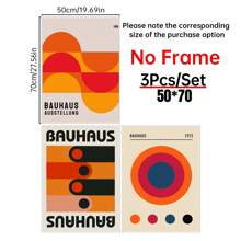 1/3 件包豪斯抽象插画海报，中世纪现代抽象几何帆布墙艺术，当代印刷复古展览海报装饰，家居墙壁桌面装饰配件，理想房间美学装饰墙艺术适用于客厅、厨房、餐厅无框 - 彩色 - 查看 17