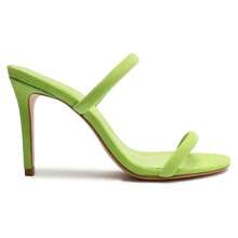 Schutz Taliah Lime Green Double Straps Slip On Open Toe Stiletto Heel Sandals