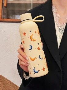1 Stück 500ml/16.91oz Isolierbecher mit Sternen- und Mond-Motiv, hält Getränke heiß/kalt, Outdoor Sportflasche, Camping Becher, Reisebecher, Edelstahl, Auto Becher, geeignet für Schulanfang, Valentinstag, Muttertag und andere Feiertage, Geburtstagsgeschenk