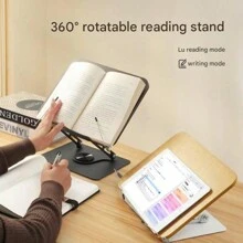 Base giratoria de 360° para libros, ajustable en altura y ángulo, plegable y portátil, ligera pero resistente, apta para oficina, sala de estudio, aprendizaje, cocina, libros de texto, libros de cocina, revistas, tabletas