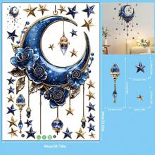 开斋节中东节日装饰闪闪发光的星星和月亮墙纸 3D 形状自粘卧室墙贴 - 彩色 - 查看 2