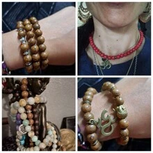 Collar de cuentas de madera natural con el  del Buddha, OM, para hombre o mujer y pulsera de múltiples capas del chakra, joyería vintage