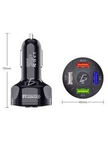 Multicargador CH.99 para Automovil Coche QC3.0 PD 20W USB3.1A Tipo C 4 en 1 Carga Super Rápida Inteligente ELE-GATE - Blanco y Negro - Ver 3