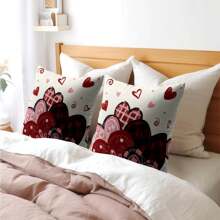 2 SZTUK Kawani Walentynki Poszewka na Poduszkę Czerwony I Różowy Kształt Serca Walentynki Dekoracja Zewnętrzna Rzut Poszewka Na Poduszkę Dom Wiejski Poszewka Na Materac Sofa Jednostronny Bez Wkładu Poduszki