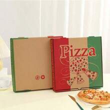 5 piezas de cajas de pizza cuadradas desechables de papel con tapas abatibles - Envases para llevar de cartón corrugado, adecuados para restaurantes, picnics y festivales