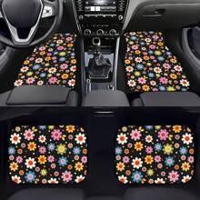 4 pièces Tapis de sol de voiture universels imprimés, tapis de sol antidérapants pour les sièges avant et arrière, tapis de protection de sol de voiture anti-salissure et anti-poussière pour une protection toute saison - faciles à installer et à nettoyer