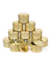 6/12 piezas Latas de vela doradas de 4 onzas para hacer velas, velas caseras DIY, artesanías, frascos vacíos para almacenamiento y envasado de regalos, frascos de vela de aromaterapia con tapas, regalos para amigos en fiestas y decoración de escritorio para fiestas en el hogar