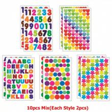 10-50 Sheets Colorful Diary Self-Adhesive Graffiti Stickers Scrapbook Albums Graffiti Stickers Student Notebook Decoration Heart Number Letter Dot Sticker ﻿