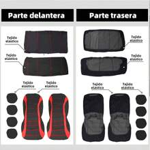 Funda Universale Para Asiento Cubre Asientos 9 Pzs Automóvil. Cojines De Asiento Universales Compatibles Con Accesorios  Airbags .Fácil de quitar y desmontar fácil de limpiar. Cómodo y transpirable, proteger el asiento fácil de llegar a ser hermosa. Ajuste universal para la mayoría de coches, camiones, SUV o furgonetas. - Rojo - Ver 9
