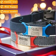 Custom Cat Dog ID Personalized Pet Collar Tag Engraving Charm Name Pendant Bone Necklace Puppy Key Ring Silicone Stainless Steel Pet Accessories