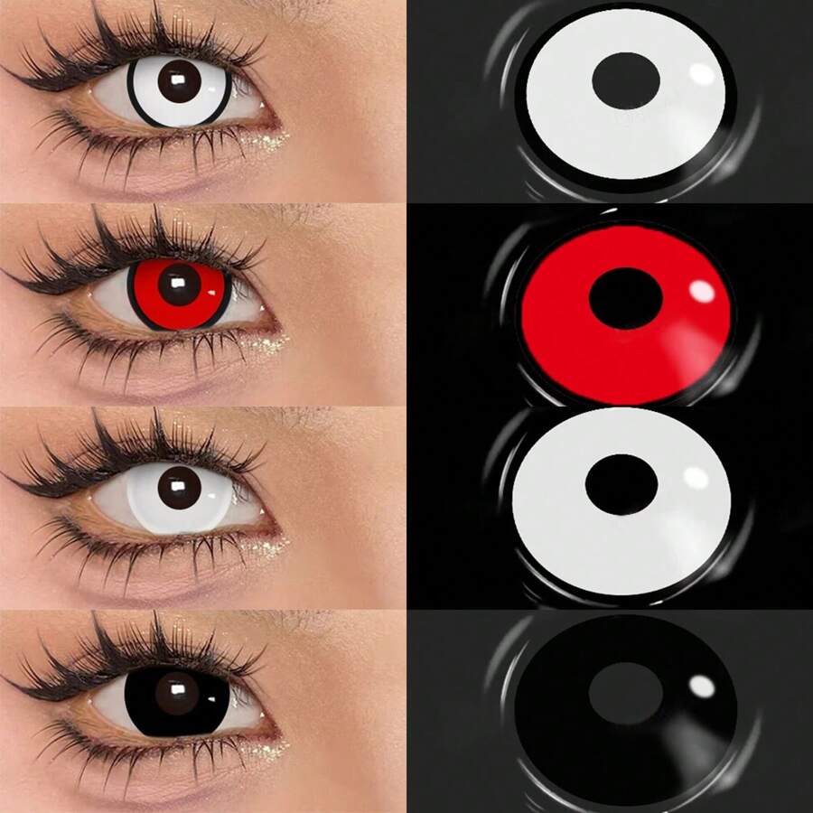 1 Cặp Kính Áp Tròng Màu Mềm Trang Điểm 14.5mm Dùng Một Lần Trong 1 Năm 2 Chiếc Kính Áp Tròng Mắt Trang Phục Hóa Trang Halloween - Dùng một lần hàng năm - Xem 1