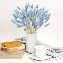 60/100 pezzi di fiori secchi di Lagurus Ovatus soffici di colore blu chiaro, coda di coniglio, per decorazioni boho in casa, matrimoni, tavolo da pranzo, raduni di fattoria, regali per feste, compleanni, lauree, decorazioni autunnali