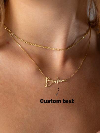 Colar de Nome Personalizado em Aço Inoxidável, Corrente Caixa Dourada, Joia Personalizada com Fonte Customizada, Presente para Namorada, Família, Dourado, Estiloso, Colorido, Vintage, Simples, Unissex, Casual, Fofos, Personalizado, Único, Presentes Ideais para Ele, Presentes Ideais para Ela, Ela, Namorado, Namorada, Pai, Mãe, Família, Amigos, para Aniversários, para Formatura, para Festa, Joias Douradas, Joias e Relógios, Chique de Outono, Chique Utilitário, Romance Delicado, Parecer Glamoroso