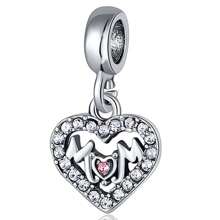 1 Stück Silbernes, süßes Tier, Schneeflocke, Liebesgeschenk für Mama am Valentinstag, Schleife, Hase, Rose, Überraschungsgeschenk passend für originalen Armband Charm, weibliches Email Handwerks Schmuckgeschenk - Silber - Übersicht 4