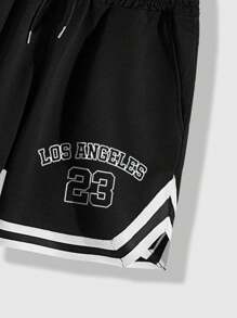 Lonblece 复古男士休闲运动无袖两件套，夏季透气速干短裤和背心，适合健身、跑步 - 黑色 - 查看 6