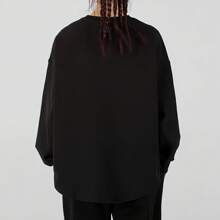 Puma 純棉寬鬆運動休閒徽章圓領蝙蝠套頭衫衛衣抽拉繩 - 黑色 - 查看 5