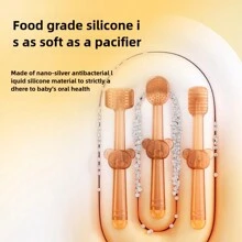 3 szt./zestaw szczoteczek do zębów dla niemowląt, trójstronna szczoteczka do zębów dla niemowląt, środek do czyszczenia jamy ustnej dla noworodków, szczoteczka do zębów mlecznych w kształcie litery U, skrobaczka do języka dla niemowląt, zestaw narzędzi do czyszczenia