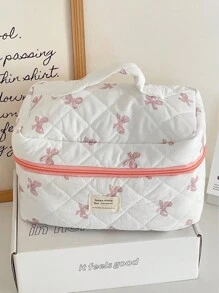 Ladies Cosmetic Bag, Zipper Closure, Quilted Fabric, Minimalist Style, Sweet Satin Bow Design, Toiletry Bag, Storage Bag, Suitable For Home, Travel And Daily Use Bags, Makeup Bag, Vanity, Make Up Bag, Travel Essentials, Organizer, Storage, Makeup Organizer, Makeup Bags, Toiletry Bag, Desk Organiser, Cosmetic Bag, Makeup Pouch, Make Up Organizer, Vanity Accessories, Make Up Pouch, Make Up Bag, Vanity, Make Up Pouch, Travel Essentials, Pouch Bag, Vanity Accessories, Small Makeup Bag, Cosmetic Bag, Large Capacity, Large Makeup Bag,Christmas Gifts,Pouch,Travel,Gifts For Women,Women's Necessaire,Travel Essential,Pouch,Clutch / Small Handbag,Necessaire,Makeup Organizer,Makeup Organize,Pouch,Brush Holder,Mini Pouch,Large Capacity Pouch
