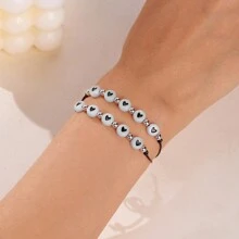 Set de 2 pulseras con cuentas que brillan en la oscuridad con corazones de la suerte, pulseras de cordón para amigos y parejas - Multicolor - Ver 16