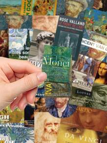 50 Stück Vintage Kunstgalerie künstlerischer Stil Sammeletikett Stubs Da Vinci Van Gogh berühmte Gemälde Aufkleber Handbuch Buch Handyhülle Laptop Gepäck Dekorative kreative Aufkleber, Schulmaterial, Schulanfang