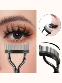 1 Set Stainless Steel Lash Comb, Fine Tooth Lash Brush, Portable Eyelash Curler Accessory, Makeup Tool