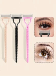1 Set Stainless Steel Lash Comb, Fine Tooth Lash Brush, Portable Eyelash Curler Accessory, Makeup Tool