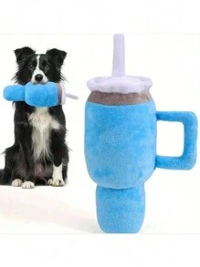 1pc Cup Design Pet Dog Squeaky Plush Toy, Chew Resistant Teeth Grinding Toy