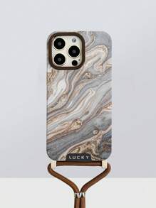 Funda protectora de silicona suave con diseño de pintura de mármol de agujero grande, color de contraste elegante compatible con iPhone 16/iPhone 16 Pro/iPhone 16 Plus/iPhone 16 Pro Max/iPhone 14 Pro Max con correa desmontable, iPhone 15 Pro Max/13/iPhone 15/iPhone 1, color beige, estilo mochila con correa ajustable, Xsmax