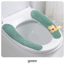 Four Toilet Seat Covers With Cute Fox Patterns In Different Colors (Blue, Orange, Yellow, And Green). They Are Soft, Fluffy, And Shaped To Fit The Toilet Seat. Each Cover Has A Small Fox Detail That Adds A Cute Touch. These Toilet Seat Covers Are Used For Comfort And Warmth, Especially In Cold Seasons.