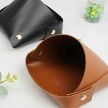 1PC Nordic Style PU Leather Storage Tray, Desktop Storage Tray, Jewelry And Cosmetics Key Storage Tray, Living Room Snack And Fruit Tray