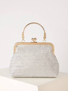 Shiny, Dazzling, Elegant Silver Evening Bag For Women, Inlaid With Sparkling Rhinestones, Can Be Used As A Wallet, Party Bag, Prom Bag, Wedding Dress Bag. This Fully Rhinestone-Encrusted Clutch Bag With Chain Is Suitable For Ladies And Girls, And Is An Ideal Gift For Weddings, Bridesmaids, Parties, Proms, Birthdays, Etc. This Evening Bag Is The Perfect Gift For Party Girls And Ladies, Especially Suitable For Parties, Weddings, Proms, And Galas. - White - View 3
