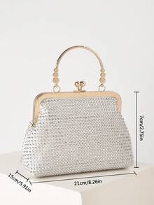 Shiny, Dazzling, Elegant Silver Evening Bag For Women, Inlaid With Sparkling Rhinestones, Can Be Used As A Wallet, Party Bag, Prom Bag, Wedding Dress Bag. This Fully Rhinestone-Encrusted Clutch Bag With Chain Is Suitable For Ladies And Girls, And Is An Ideal Gift For Weddings, Bridesmaids, Parties, Proms, Birthdays, Etc. This Evening Bag Is The Perfect Gift For Party Girls And Ladies, Especially Suitable For Parties, Weddings, Proms, And Galas. - White - View 8