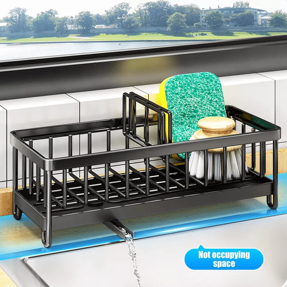 NetHong Sink Caddy Basket Drain Rack Sponge Dishcloth Holder Kitchen Storage Organizer