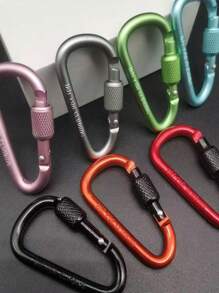 2pcs Outdoor Aluminum Alloy Mountaineering Buckle Fast Hanging 6th Locked Key Chain Backpack Buckle D-Type Wind Rope Buckle With Lock.