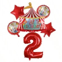Circus Theme Foil Red Number Circus Stage Balloons Decoration, Birthday Party, Anniversary, Festival Supplies, Scene Layout