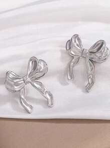 1 件不锈钢蝴蝶结手链，简约设计，优雅高品质个性化女士手镯，时尚钛钢蝴蝶结耳环项链戒指 - 蝴蝶結鋼色手鐲 - 查看 10