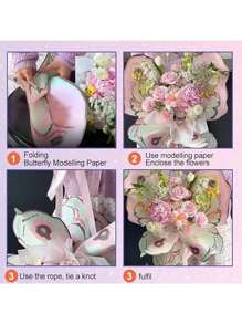 10pcs (20 Sheets)/20 Sets (40 Sheets) Butterfly Wrapping Paper, New Butterfly And Bird Wing Floral Bouquet Wrapping Paper, Matte Waterproof Semi-Transparent Butterfly Wing Shaped Bouquet Wrapping Paper, Flower Wrapping Paper, Wing Shaped Bouquet Handmade Gift Wrapping Paper, DIY Flower Shop Packaging Bags Creative Floral Packaging, 36pcs 3D Colorful PVC Butterflies For DIY Decor, Wedding, Birthday, Party, Back To School, Graduation, Couple Surprise, Valentine's Day Gift, Mother's Day Gift, Anniversary Bouquet