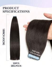 20pcs Tape In Hair Extensions Human Hair Color 1b Nature Black 14-22 Inch 100% Human Hair Invisible Tape In Hair Extensions