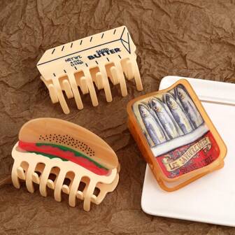 1 Piece Personalized Acetate Doughnut Hamburger Butter Hair Claw Clip For Gift, Hair Accessories, Claw Clips, Hair Jaw Clip, Hair Clutch Fall Winter Hair Clip For Vacation Outfits Woman